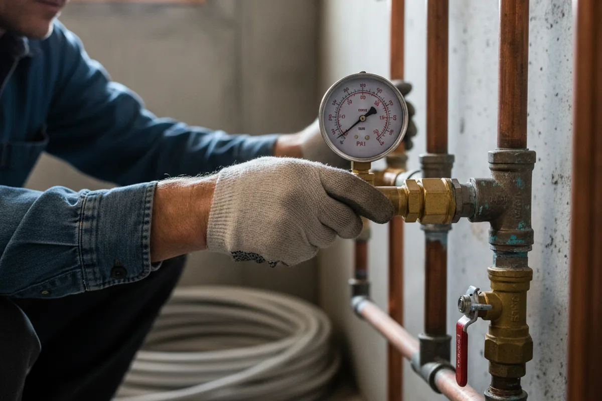 Pressure testing a repaired line during Water Line Repair in Ponchatoula